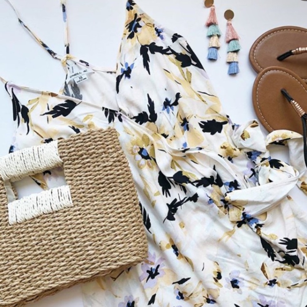 O'Neill Floral Print Mini Wrap Dress Coverup